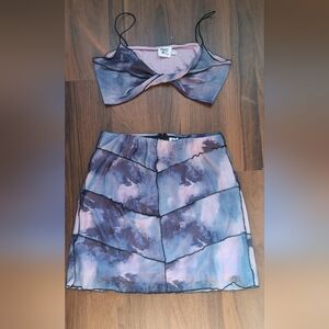 Princess Polly Blue and Pink Skirt Set